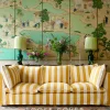 Coco 3.5 seater sofa cover with Self Piped Knife Edge cushion in Stripes Dandelion - Hand Made in USA