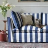 Coco 2.5 seater sofa cover with Self Piped Knife Edge cushion in Stripes Sea Holly - Hand Made in USA