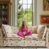 Coco 2.5 seater sofa cover with Contrast Welt Knife Edge cushion in Andrew Martin Wildwood Ivory - Hand Made in USA
