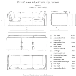 Coco 3.5 seater sofa in fabric of your choice - price excludes fabric - Hand Made in USA