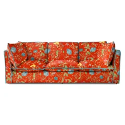 Coco 4 seater sofa with Contrast Welt Knife Edge cushion in Wildwood Pumpkin - Hand Made in USA