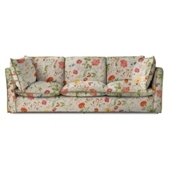 Coco 4 seater sofa with Contrast Welt Knife Edge cushion in Wildwood Ivory - Hand Made in USA