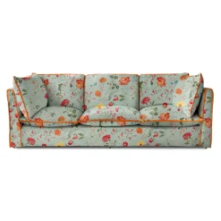 Coco 4 seater sofa with Contrast Welt Knife Edge cushion in Wildwood Duck Egg - Hand Made in USA