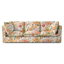 Coco 4 seater sofa with Contrast Welt Knife Edge cushion in Magnolia Cream Blue - Hand Made in USA