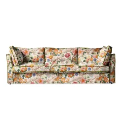Coco 4 seater sofa with Contrast Welt Box Edge cushion in Magnolia Cream Blue - Hand Made in USA