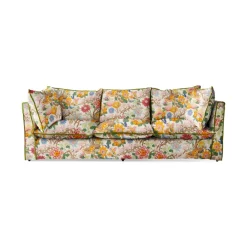Coco 3.5 seater sofa with Contrast Welt Knife Edge cushion in GP u0026 J Baker Magnolia Cream Blue - Hand Made in USA