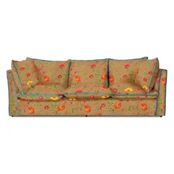 Coco 3.5 seater sofa with Contrast Welt Knife Edge cushion in Andrew Martin Wildwood Twig - Hand Made in USA