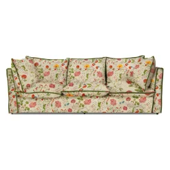 Coco 3.5 seater sofa with Contrast Welt Knife Edge cushion in Andrew Martin Wildwood Ivory - Hand Made in USA