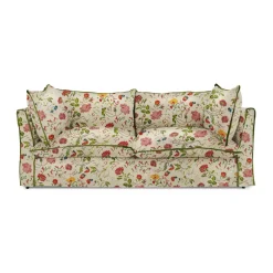 Coco 3 seater sofa with Contrast Welt Knife Edge cushion in Andrew Martin Wildwood Ivory - Hand Made in USA