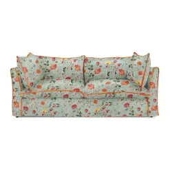 Coco 3 seater sofa with Contrast Welt Knife Edge cushion in Andrew Martin Wildwood Duck Egg - Hand Made in USA