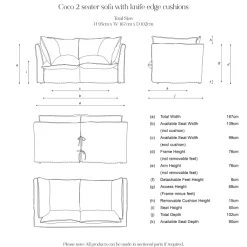 Coco 2 seater sofa with Contrast Welt Knife Edge cushion in Andrew Martin Wildwood Pumpkin - Hand Made in USA