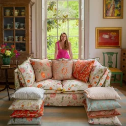 Coco 2.5 seater sofa with Contrast Welt Knife Edge cushion in Andrew Martin Wildwood Ivory - Hand Made in USA
