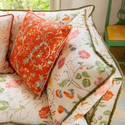 Coco 2.5 seater sofa with Contrast Welt Knife Edge cushion in Andrew Martin Wildwood Ivory - Hand Made in USA