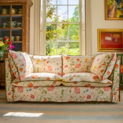Coco 2.5 seater sofa with Contrast Welt Knife Edge cushion in Andrew Martin Wildwood Ivory - Hand Made in USA