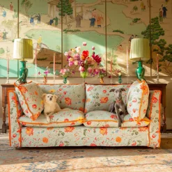 Coco 2.5 seater sofa with Contrast Welt Knife Edge cushion in Andrew Martin Wildwood Duck Egg - Hand Made in USA