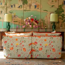 Coco 2.5 seater sofa with Contrast Welt Knife Edge cushion in Andrew Martin Wildwood Duck Egg - Hand Made in USA