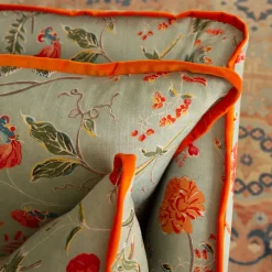 Coco 2.5 seater sofa with Contrast Welt Knife Edge cushion in Andrew Martin Wildwood Duck Egg - Hand Made in USA
