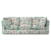 Coco 4 seater sofa with Knife Edge cushion in Kitty Spring Green with Velvet Trim - Hand Made in USA