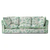 Coco 4 seater sofa with Knife Edge cushion in Kitty Blue Green with Velvet Trim - Hand Made in USA