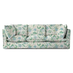 Coco 4 seater sofa with Knife Edge cushion in Kitty Blue Green - Hand Made in USA