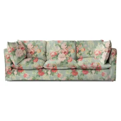 Coco 4 seater sofa with Knife Edge cushion in English Garden Grey Skies - Hand Made in USA