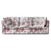Coco 4 seater sofa with Knife Edge cushion in English Garden Classic Rose with Velvet Trim - Hand Made in USA