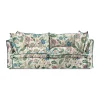 Coco 2.5 seater sofa with Knife Edge cushion in Kitty Spring Green with Lagoon Velvet Trim - Hand Made in USA