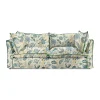 Coco 2.5 seater sofa with Knife Edge cushion in Kitty Blue Green with Parakeet Velvet Trim - Hand Made in USA