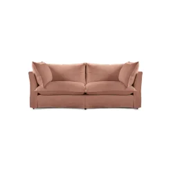 Coco 2.5 seater sofa with Knife Edge cushion in Roseberry Linen - Hand Made in USA