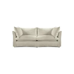 Coco 2.5 seater sofa with Knife Edge cushion in Pearl Grey Linen - Hand Made in USA
