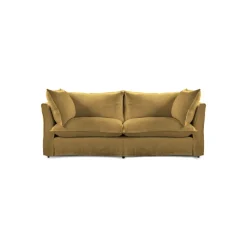 Coco 2.5 seater sofa with Knife Edge cushion in Ochre Linen - Hand Made in USA
