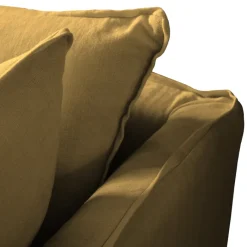 Coco 2.5 seater sofa with Knife Edge cushion in Ochre Linen - Hand Made in USA