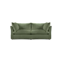 Coco 2.5 seater sofa with Knife Edge cushion in Moss Linen - Hand Made in USA