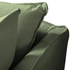 Coco 2.5 seater sofa with Knife Edge cushion in Moss Linen - Hand Made in USA