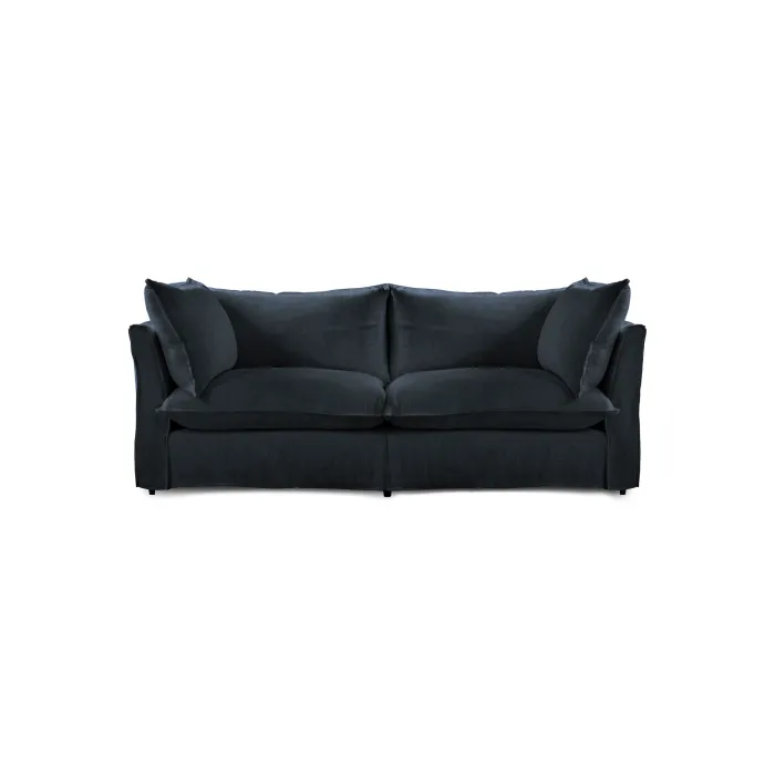 Coco 2.5 seater sofa with Knife Edge cushion in Midnight Linen - Hand Made in USA