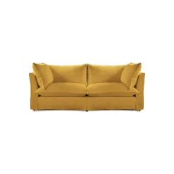 Coco 2.5 seater sofa with Knife Edge cushion in Maize Linen - Hand Made in USA