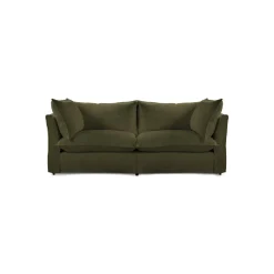 Coco 2.5 seater sofa with Knife Edge cushion in Khaki Linen - Hand Made in USA