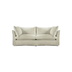 Coco 2.5 seater sofa with Knife Edge cushion in Ivory Linen - Hand Made in USA