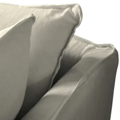 Coco 2.5 seater sofa with Knife Edge cushion in Ivory Linen - Hand Made in USA