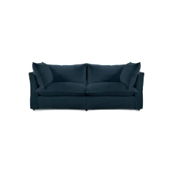 Coco 2.5 seater sofa with Knife Edge cushion in Indigo Linen - Hand Made in USA