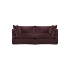 Coco 2.5 seater sofa with Knife Edge cushion in Damson Linen - Hand Made in USA