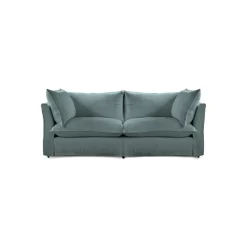 Coco 2.5 seater sofa with Knife Edge cushion in Cerulean Linen - Hand Made in USA