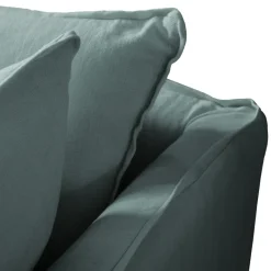 Coco 2.5 seater sofa with Knife Edge cushion in Cerulean Linen - Hand Made in USA