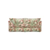 Coco 2.5 seater sofa with Knife Edge cushion in English Garden Grey Skies with Velvet Trim - Hand Made in USA