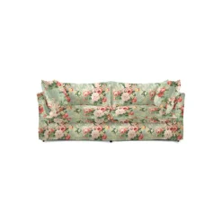 Coco 2.5 seater sofa with Knife Edge cushion in English Garden Grey Skies - Hand Made in USA