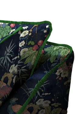 Coco 2.5 seater sofa with Knife Edge cushion in Belleville Navy with Velvet Trim - Hand Made in USA