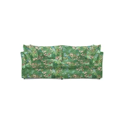Coco 2.5 seater sofa with Knife Edge cushion in Belleville Juniper with Velvet Trim - Hand Made in USA