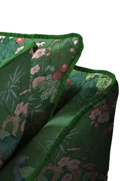 Coco 2.5 seater sofa with Knife Edge cushion in Belleville Juniper with Velvet Trim - Hand Made in USA