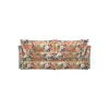 Coco 2.5 seater sofa with Knife Edge cushion in English Garden Coral Orange with Velvet Trim - Hand Made in USA