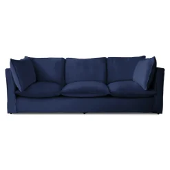 Coco 4 seater sofa with Self Piped Knife Edge cushion in Cotton Linen Inkspot - Hand Made in USA